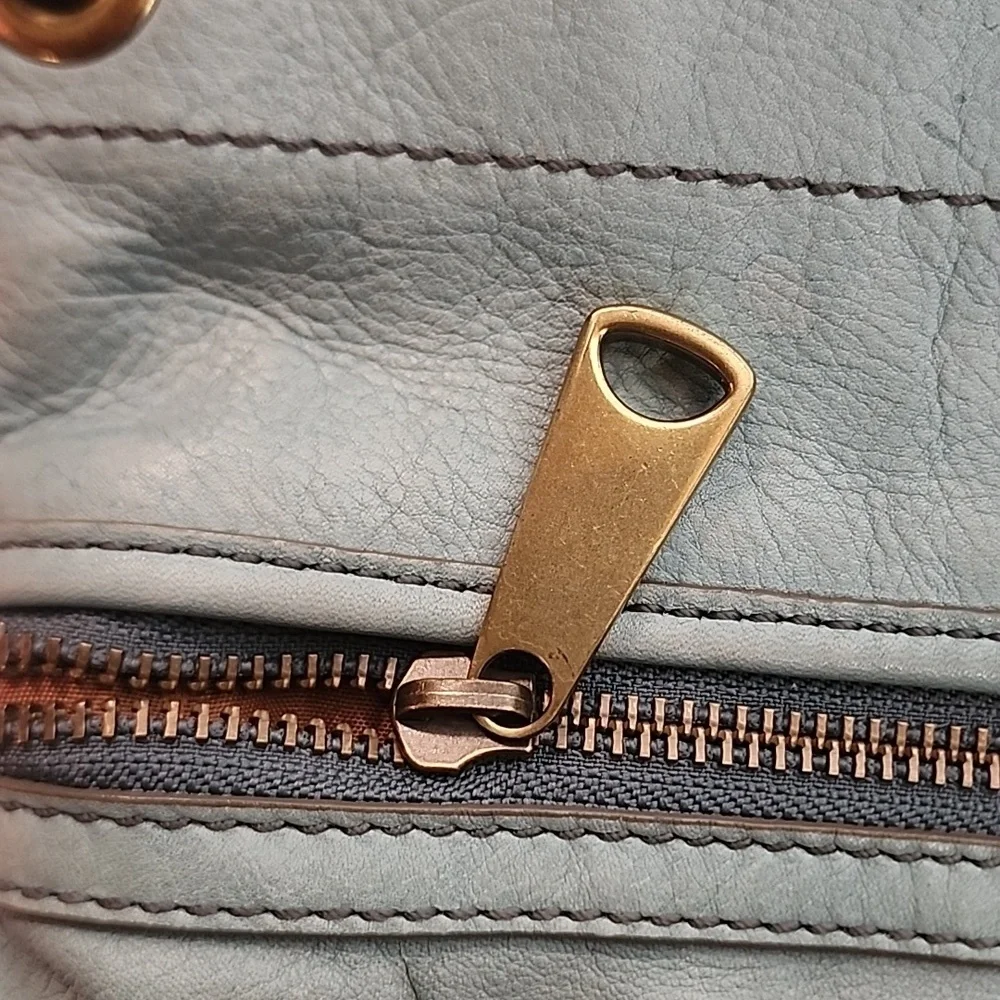 Fossil Teal Vintage Leather Shoulder Bag with Key Charm. LONG LIVE VINTAGE